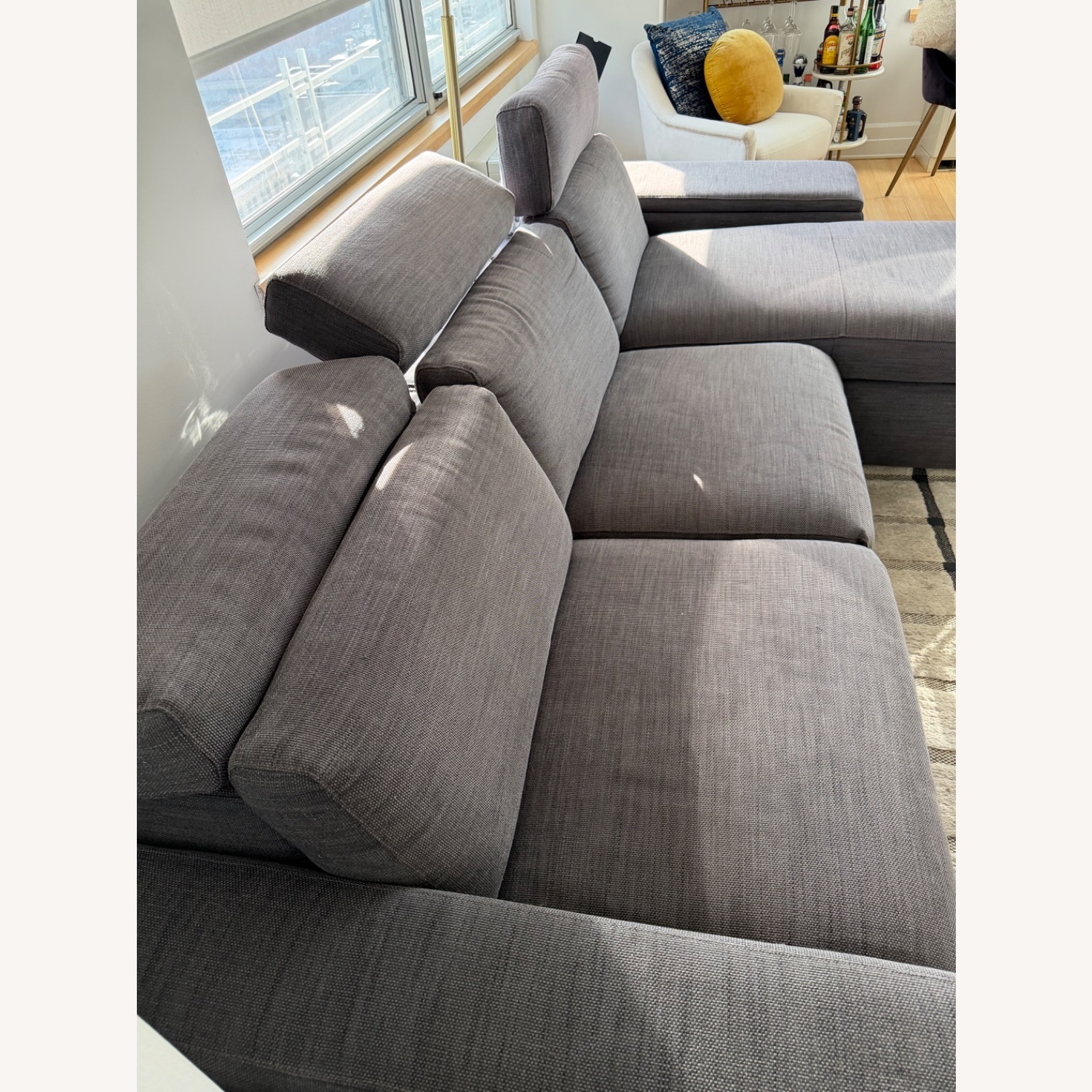 West Elm Enzo Dark Gray Fabric 3+ Piece Sectional - image-3
