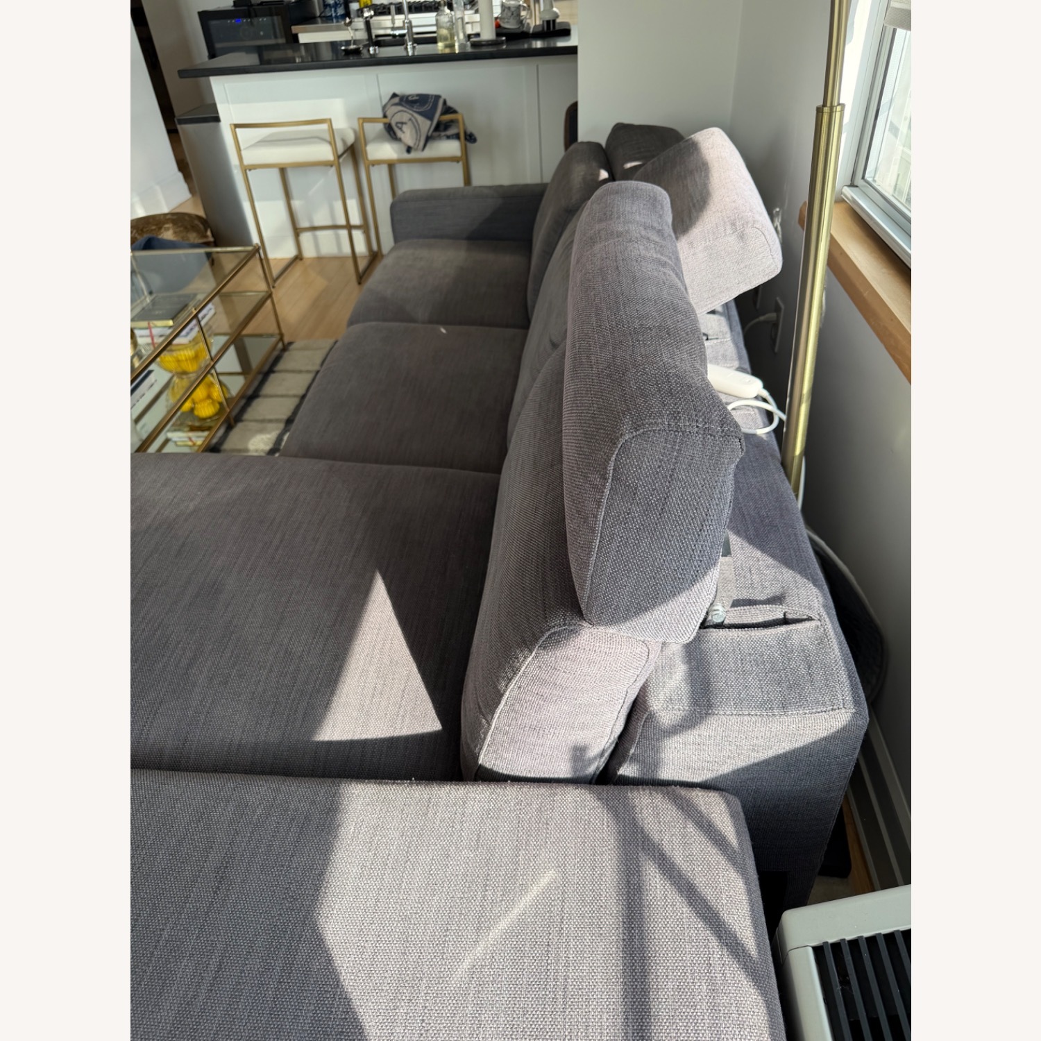 West Elm Enzo Dark Gray Fabric 3+ Piece Sectional - image-9