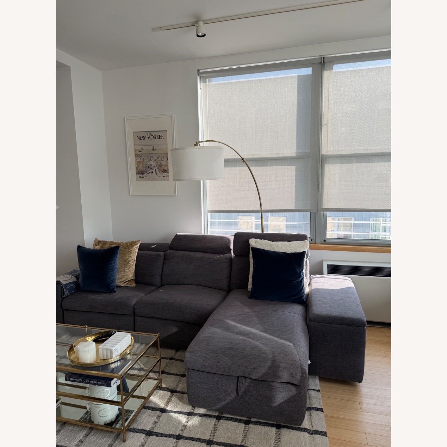 West Elm Enzo Dark Gray Fabric 3+ Piece Sectional - image-1