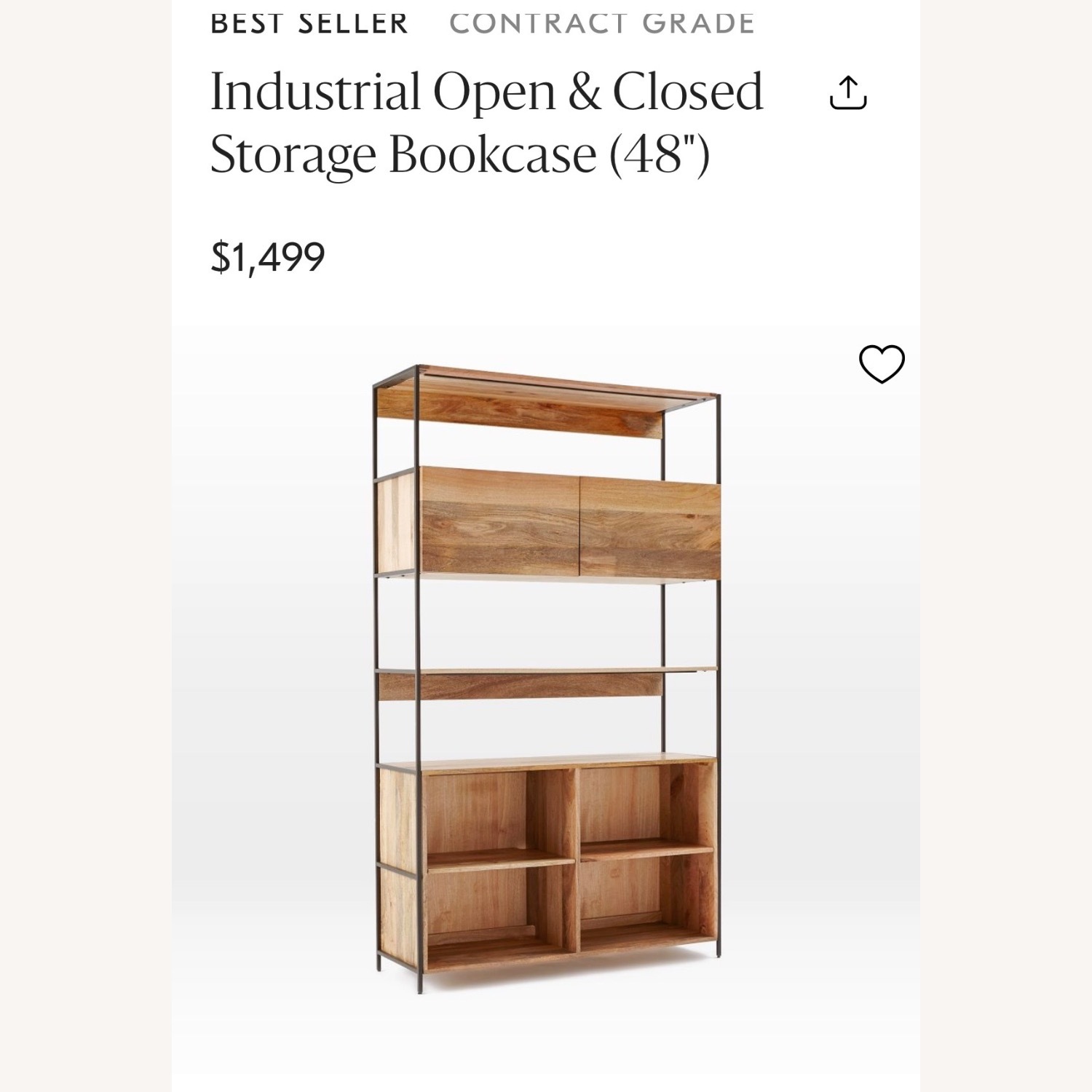 West Elm Industrial Open & Closed Storage Bookcase (48") - image-3