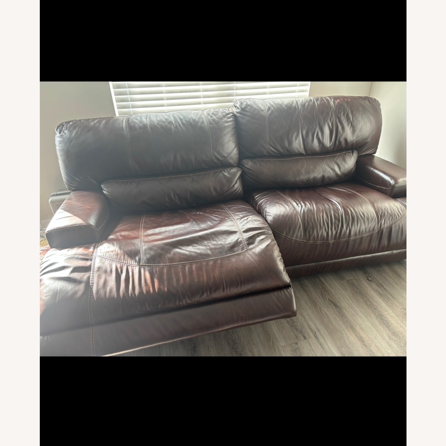 Ashley Furniture Dark Brown Leather 2 Seater Sofa - image-2