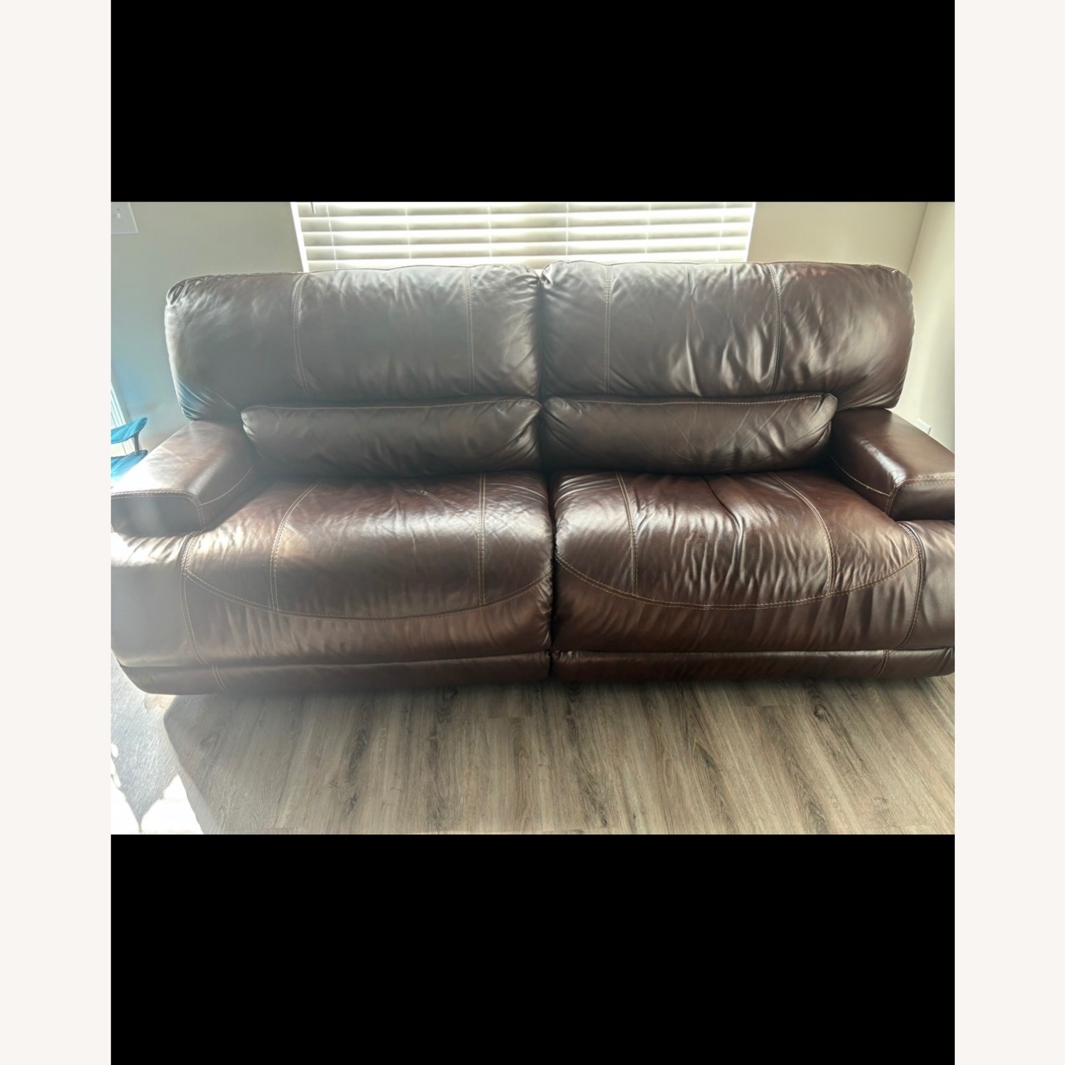 Ashley Furniture Dark Brown Leather 2 Seater Sofa - image-1
