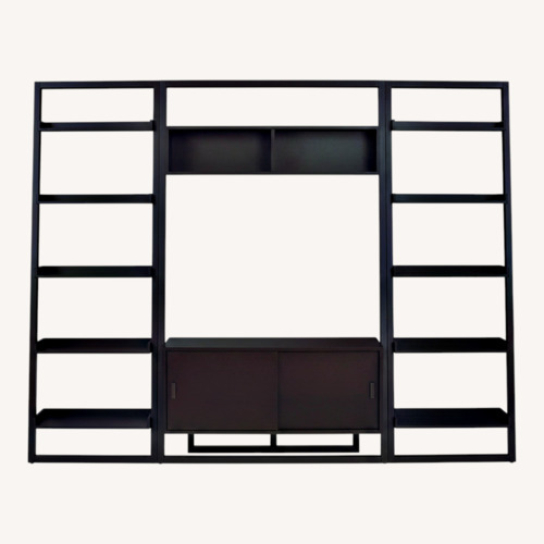 Used Crate & Barrel Dark Brown Wood Wall Unit for sale on AptDeco