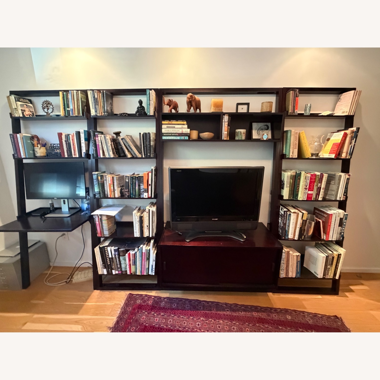 Crate & Barrel Dark Brown Wood Wall Unit - image-1