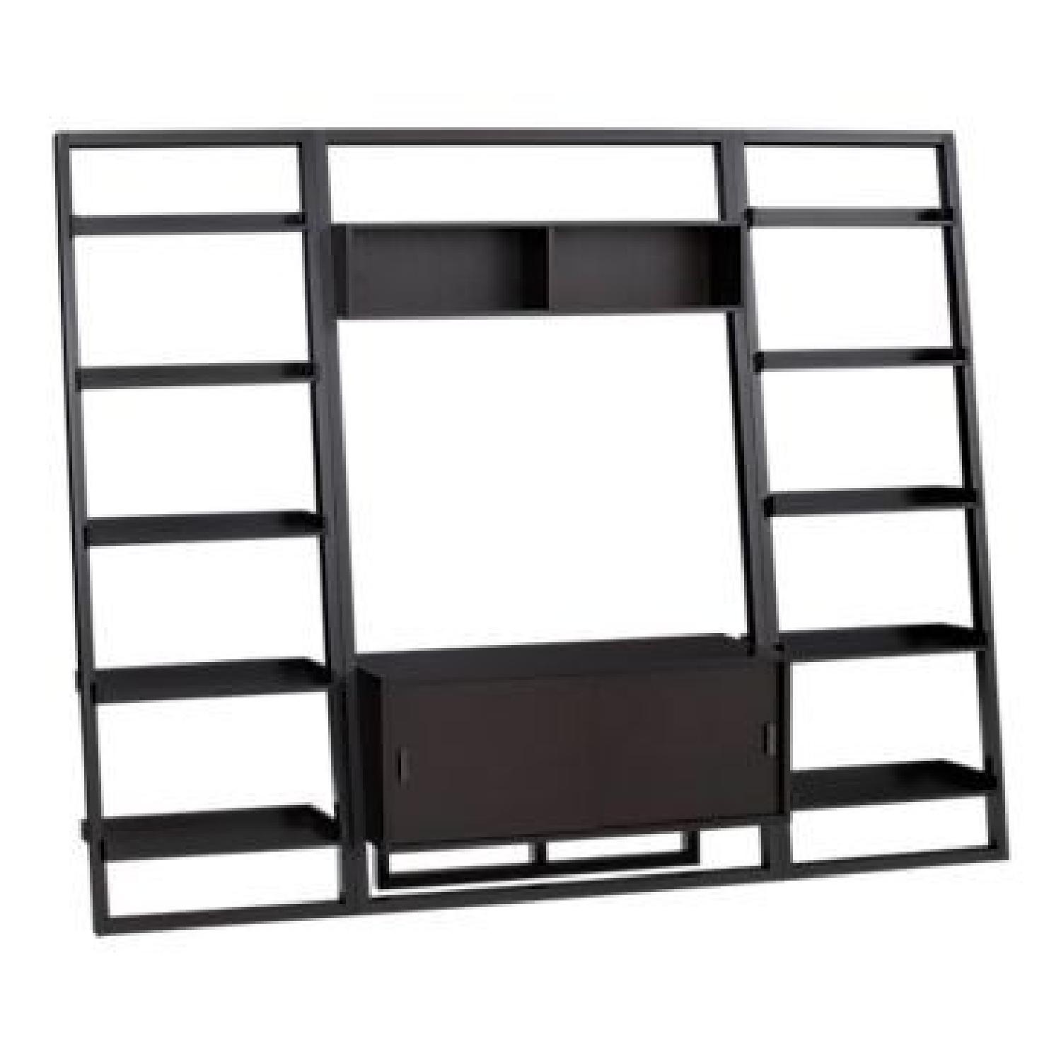 Crate & Barrel Dark Brown Wood Wall Unit - image-8