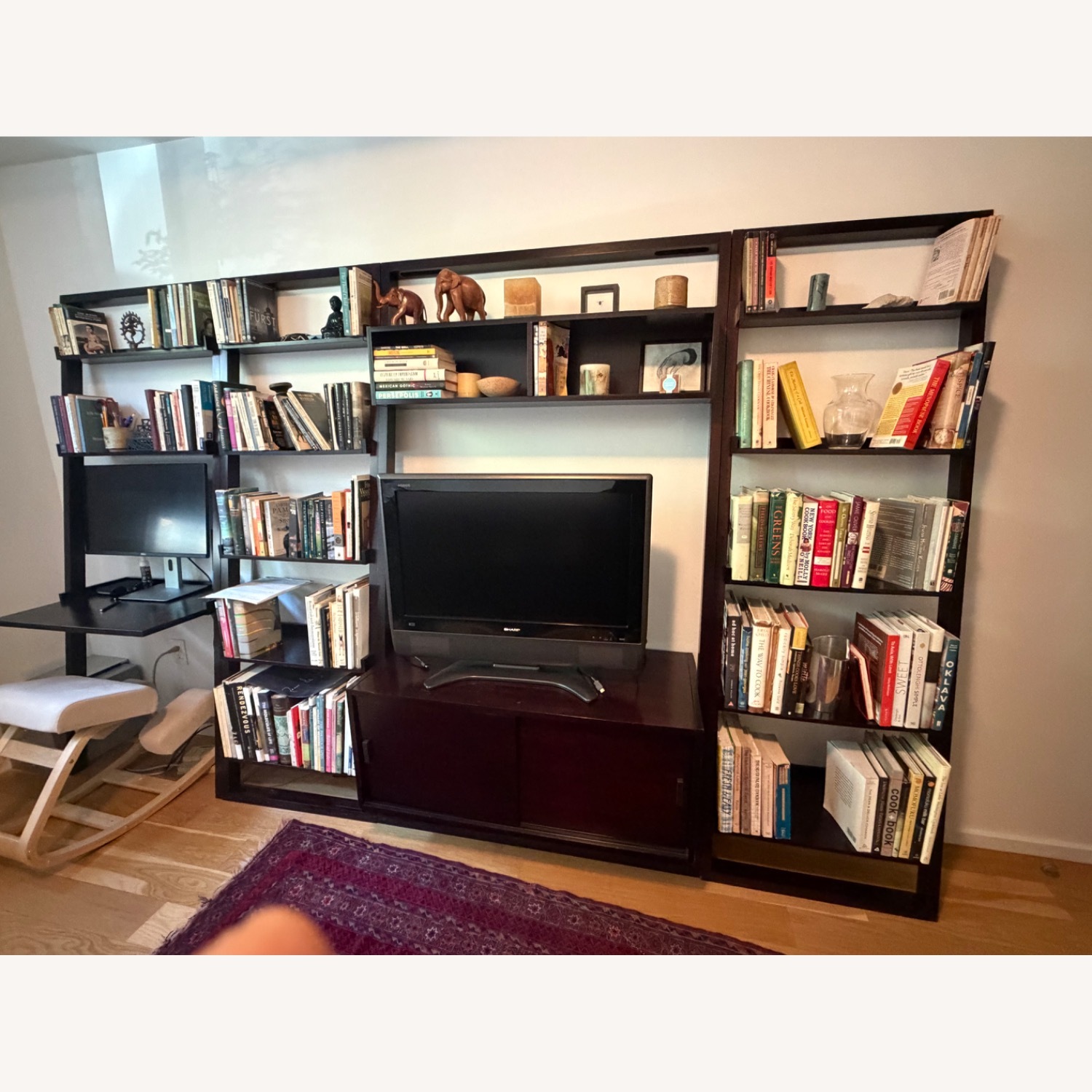 Crate & Barrel Dark Brown Wood Wall Unit - image-2