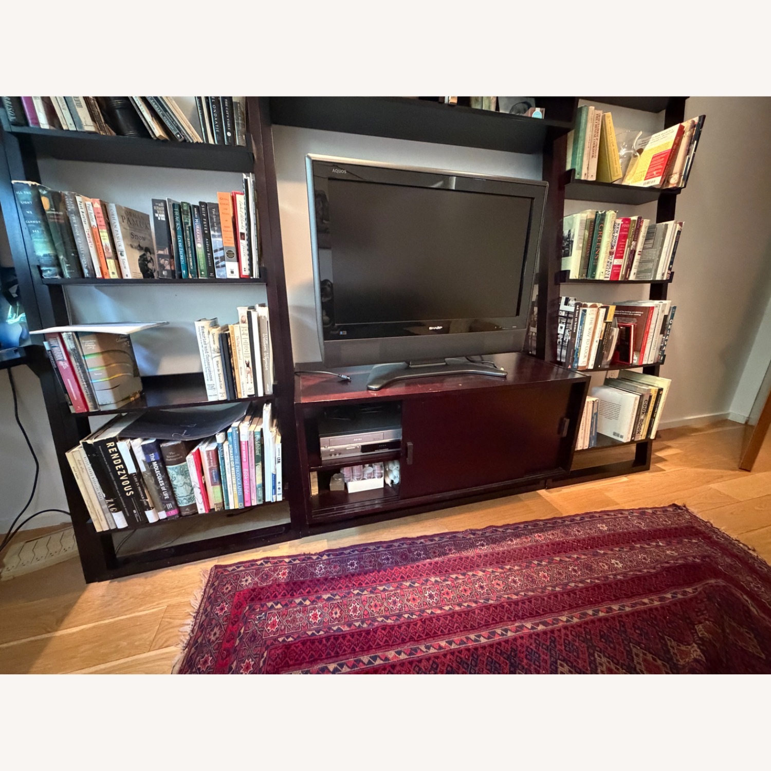 Crate & Barrel Dark Brown Wood Wall Unit - image-5