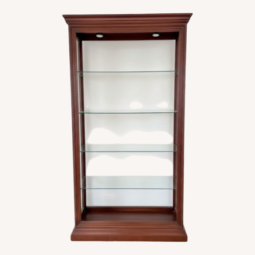 Used Macy's Mahogany Glass Curio  for sale on AptDeco