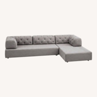 West Elm Tufted Tillary Light Gray Fabric 2 Piece Sectional