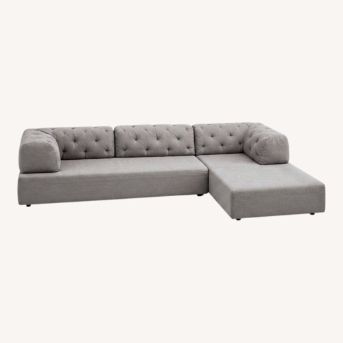 Used West Elm Tufted Tillary Light Gray Fabric 2 Piece Sectional for sale on AptDeco