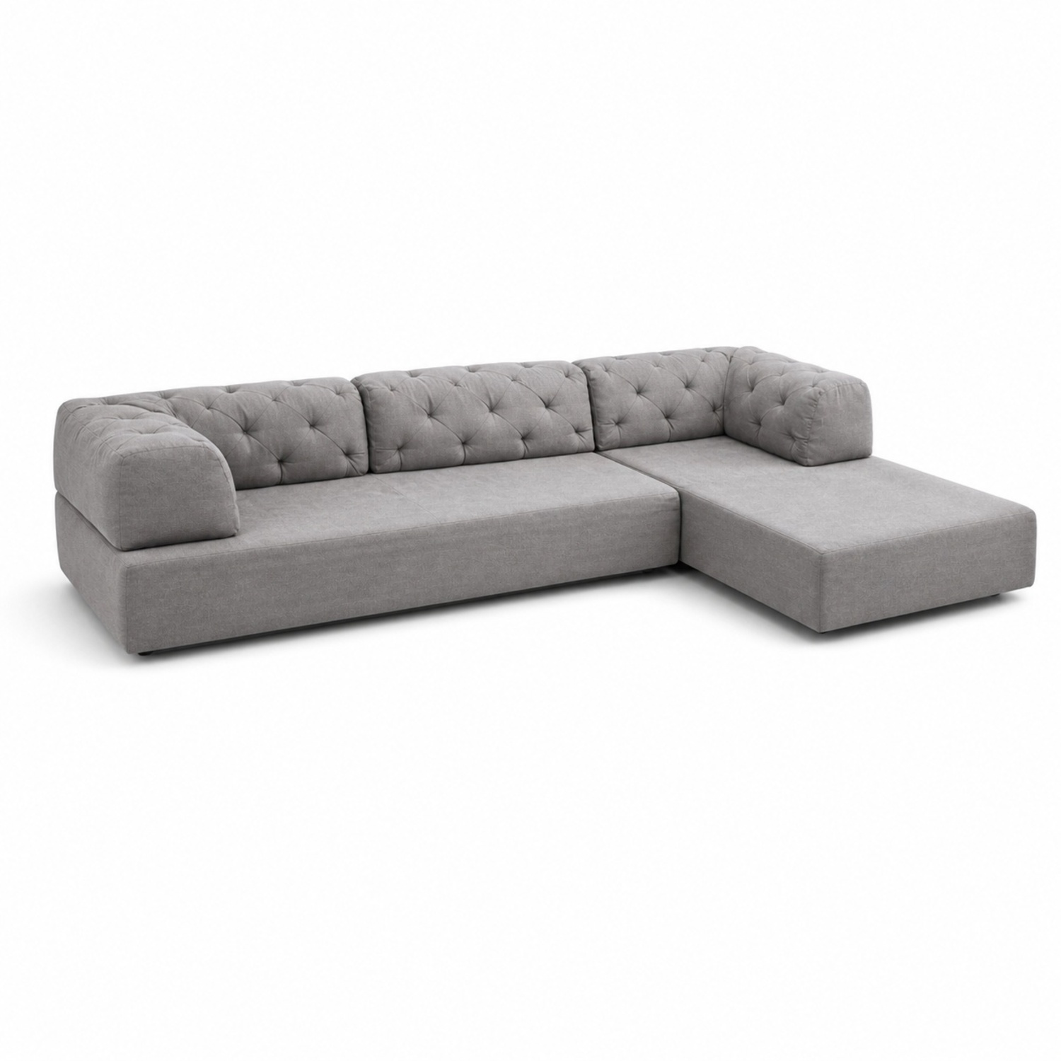West Elm Tufted Tillary Light Gray Fabric 2 Piece Sectional - image-7