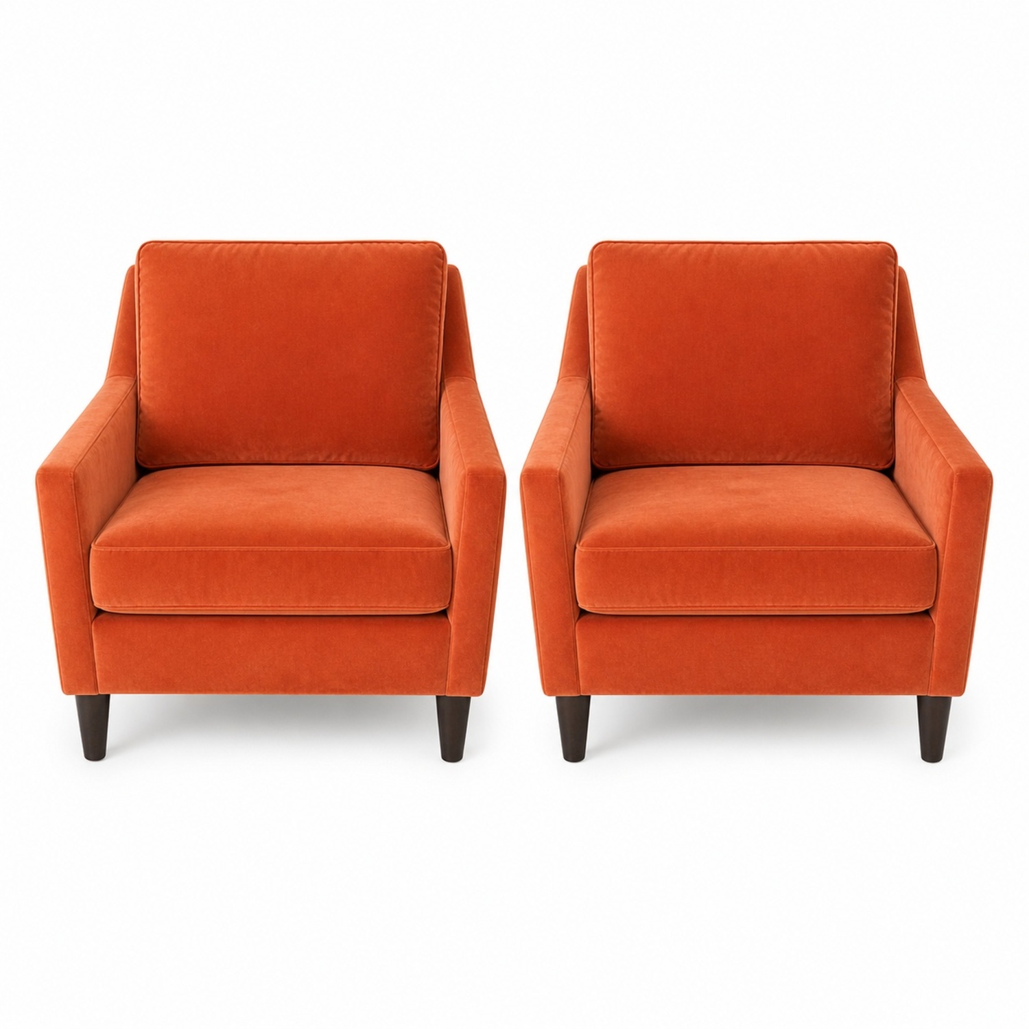 West Elm Orange Velvet Armchair Set - image-7