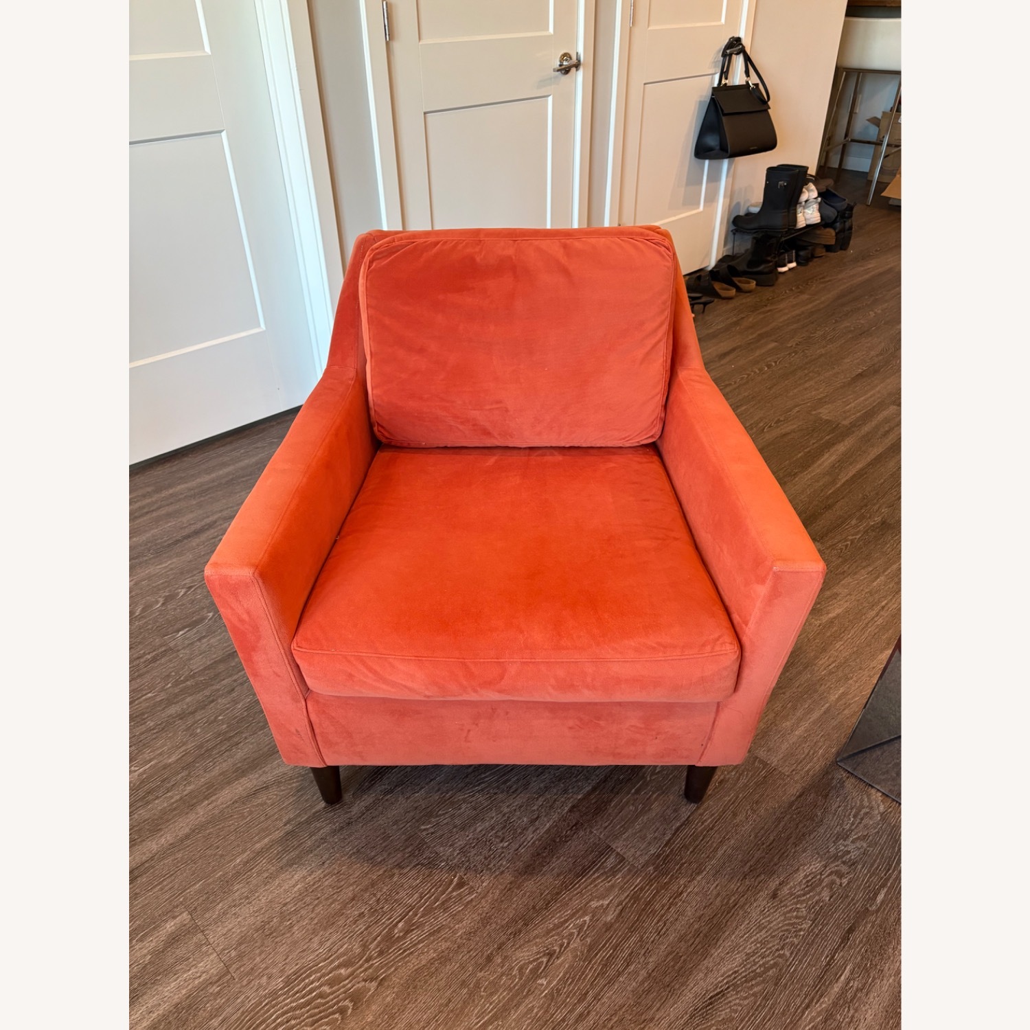 West Elm Orange Velvet Armchair Set - image-4