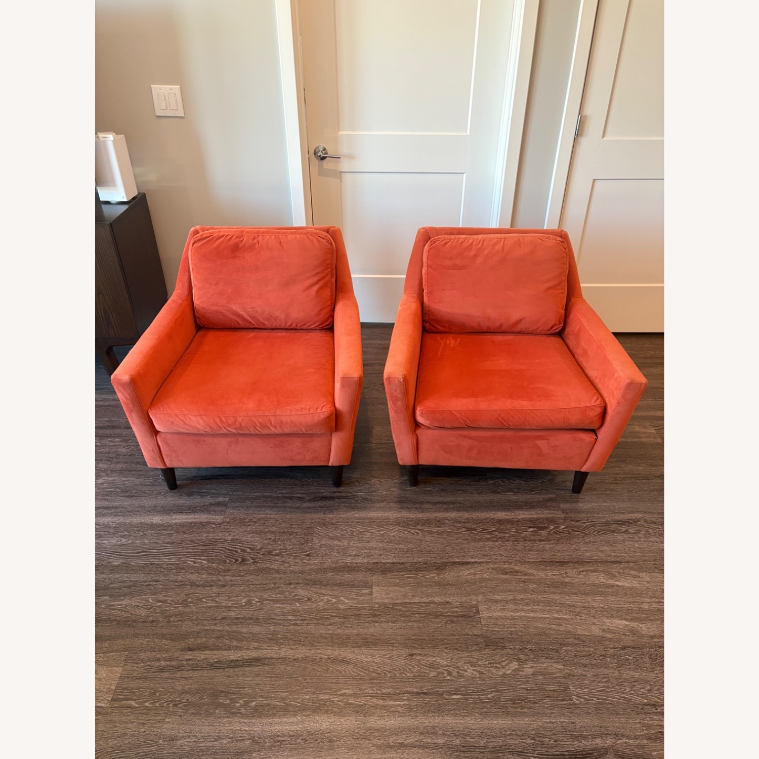 West Elm Orange Velvet Armchair Set - image-2