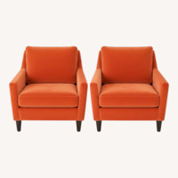 West Elm Orange Velvet Armchair Set