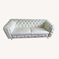 White Leather 3 Seater Sofa
