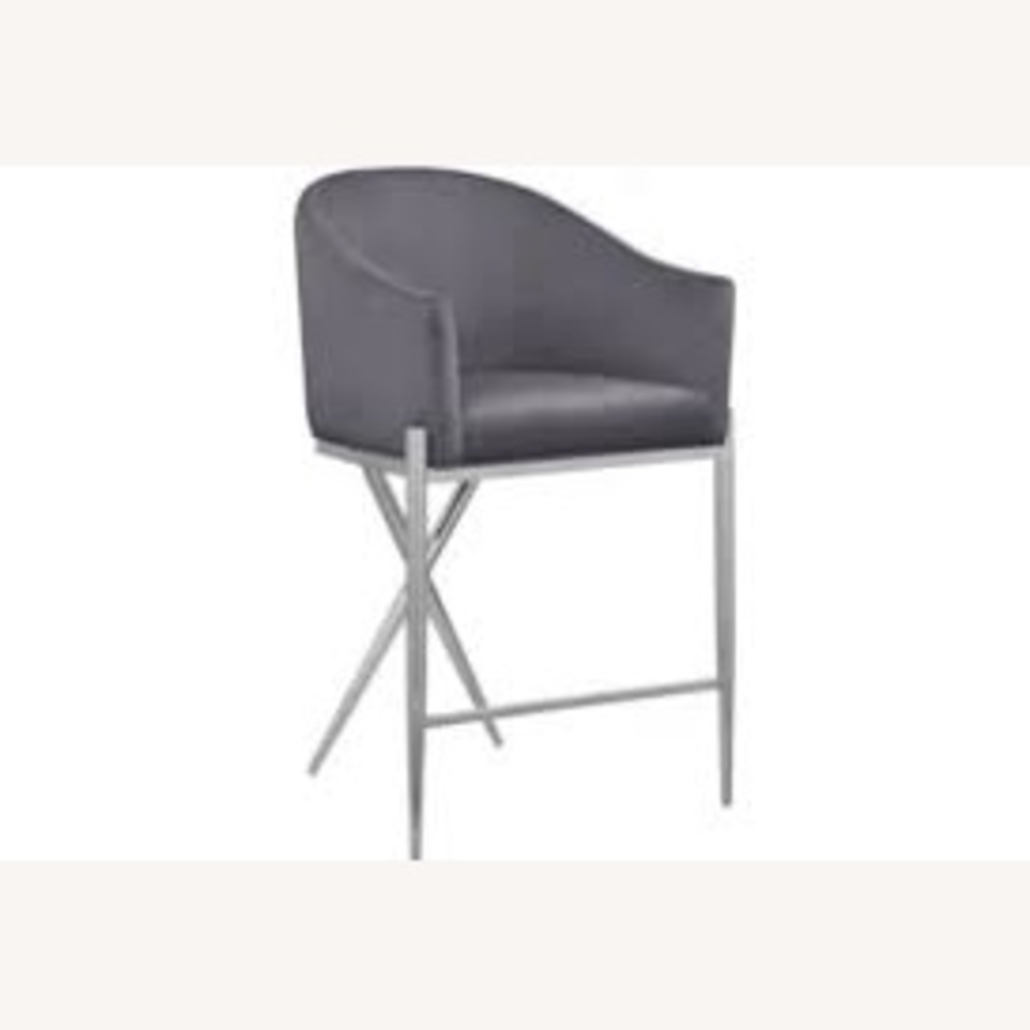 Living Spaces Dark Gray Velvet Stool Chrome Legs - image-6