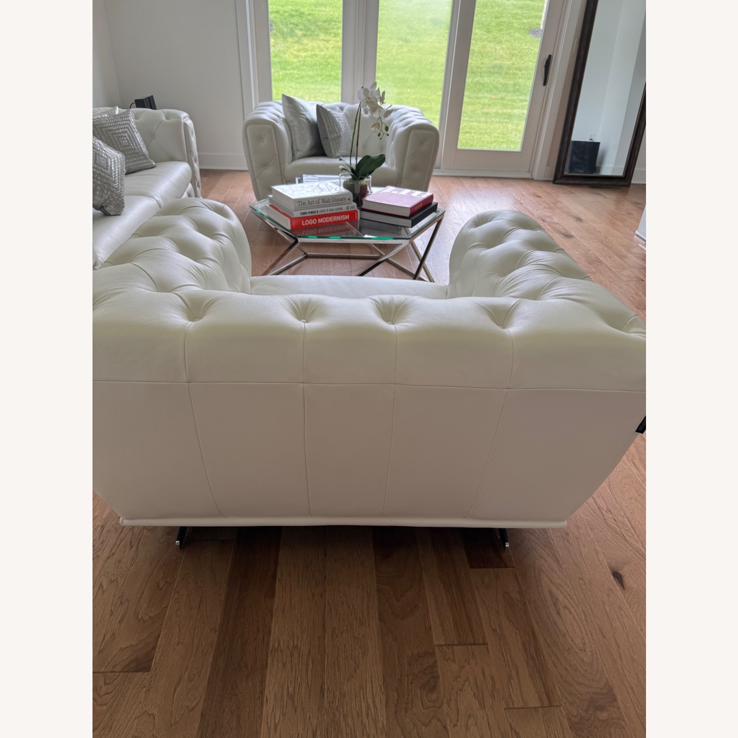 White Leather Tufted Chair - image-3
