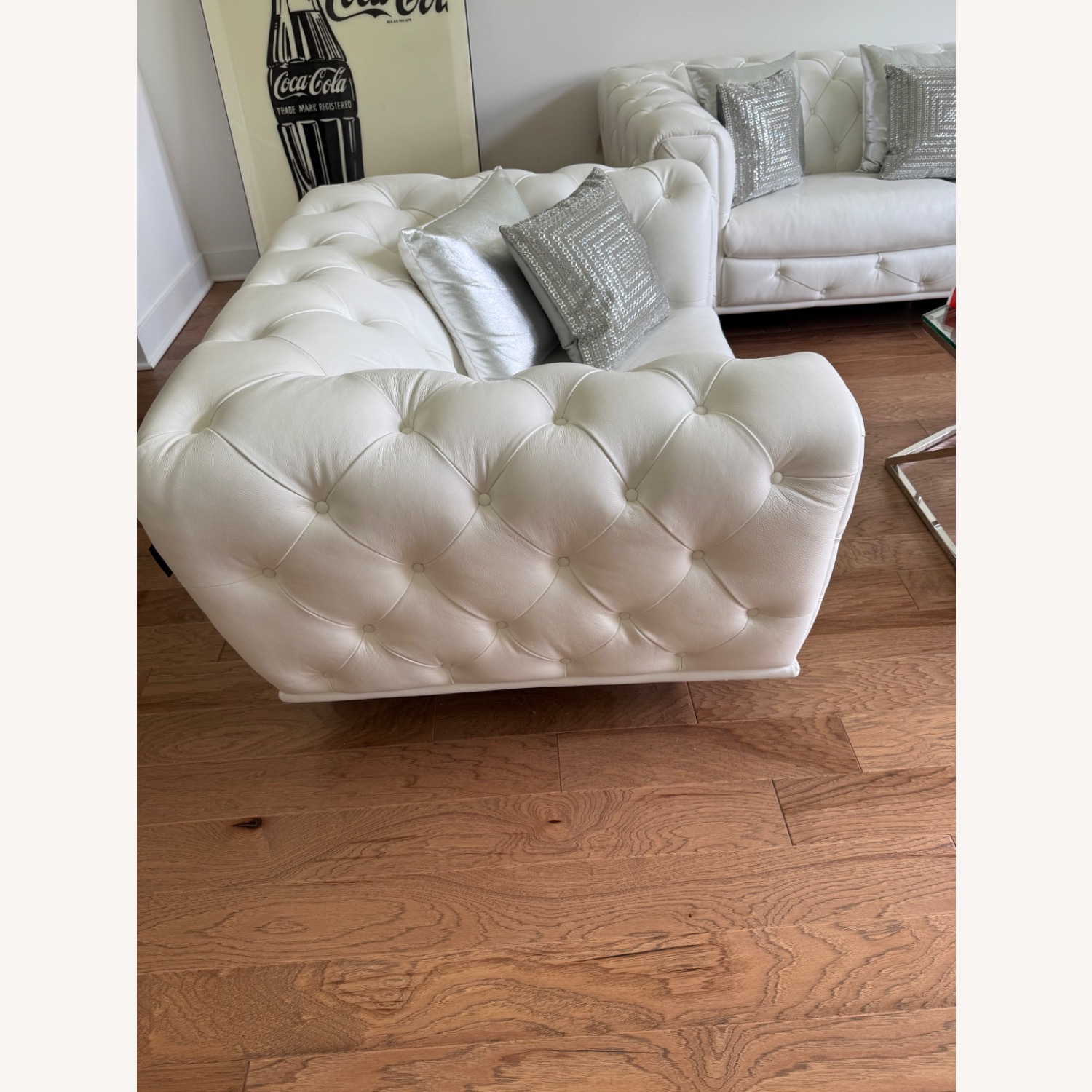 White Leather Tufted Chair - image-5