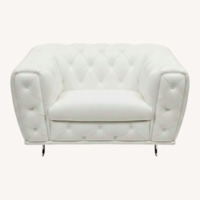 White Leather Tufted Chair