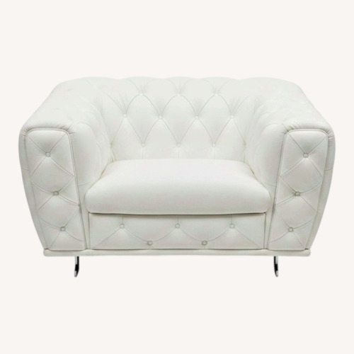 Used White Leather Tufted Chair for sale on AptDeco