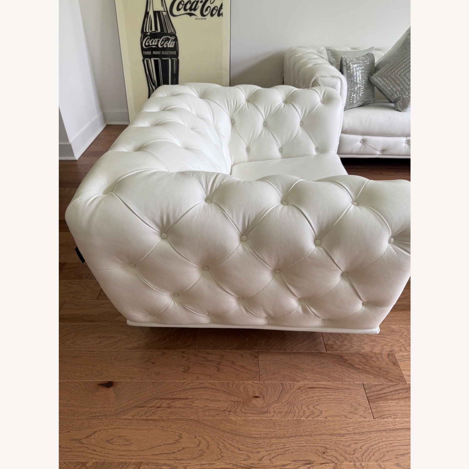White Leather Tufted Chair - image-2