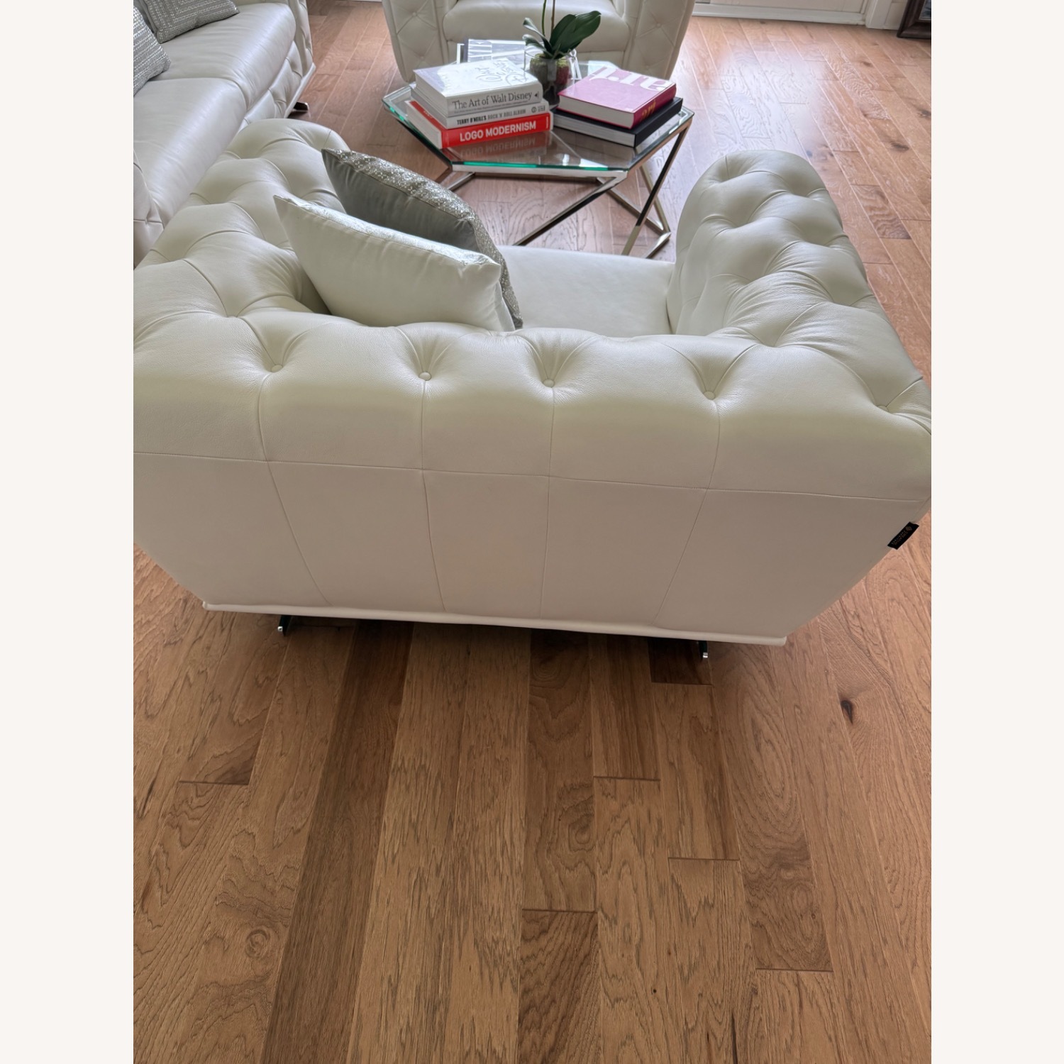 White Leather Tufted Chair - image-6