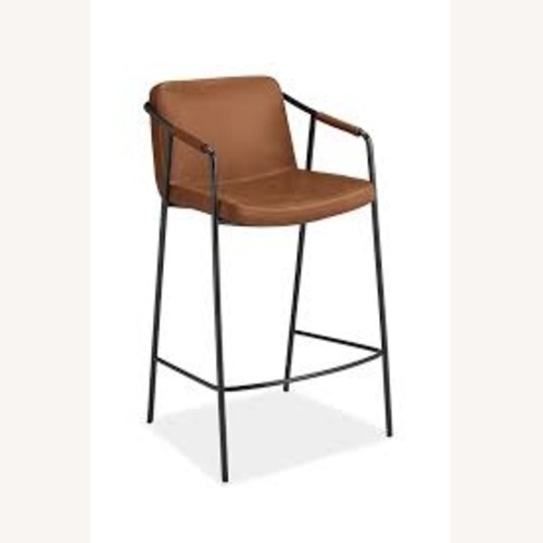 Used Room & Board Mazie Light Brown Faux Leather Stools for sale on AptDeco