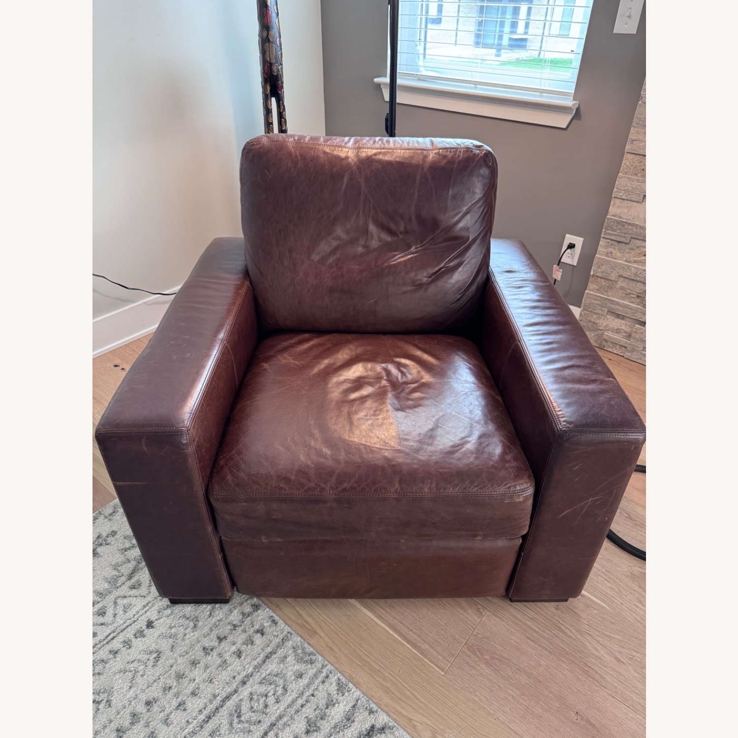 Restoration Hardware Dark Brown Leather Recliner - image-1