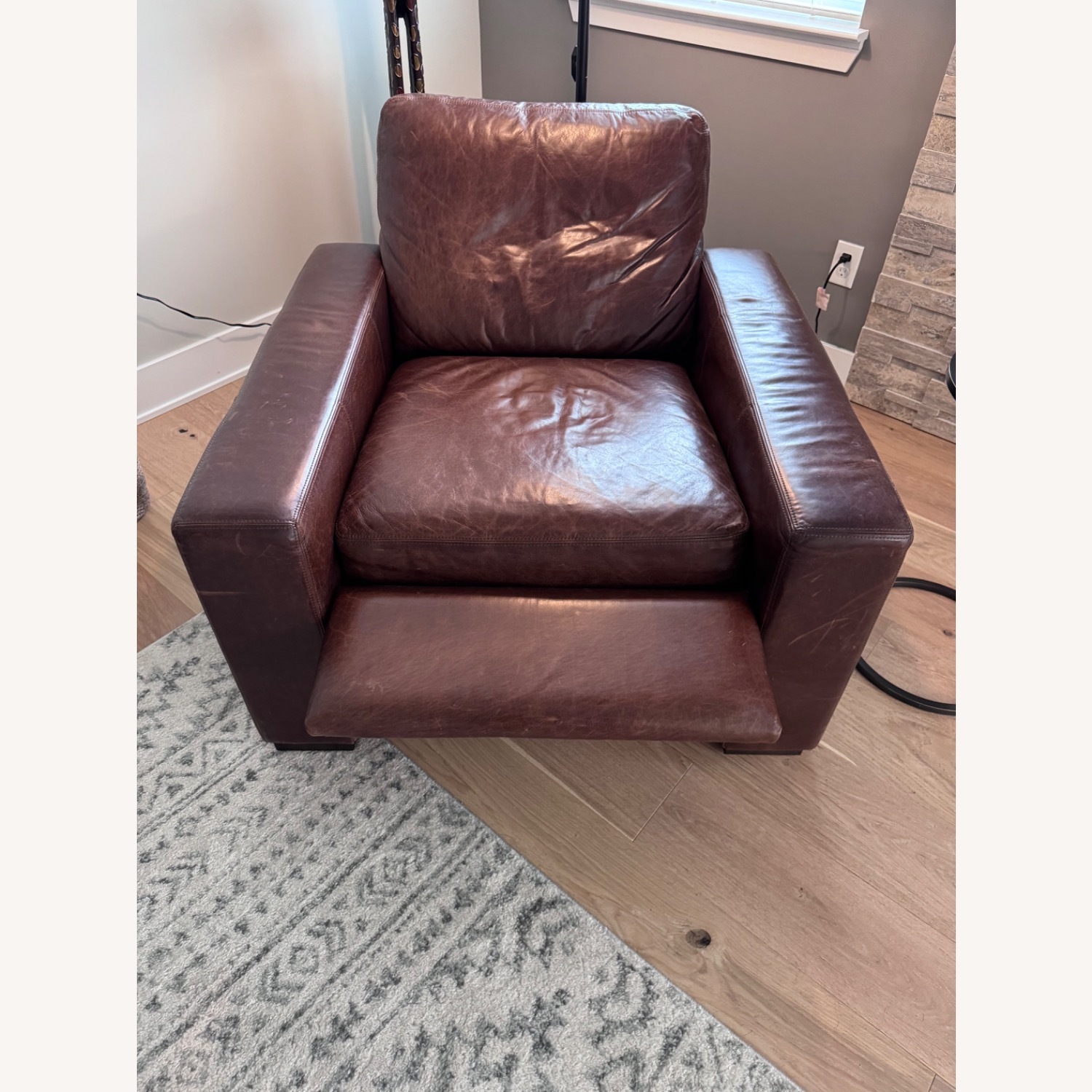 Restoration Hardware Dark Brown Leather Recliner - image-2