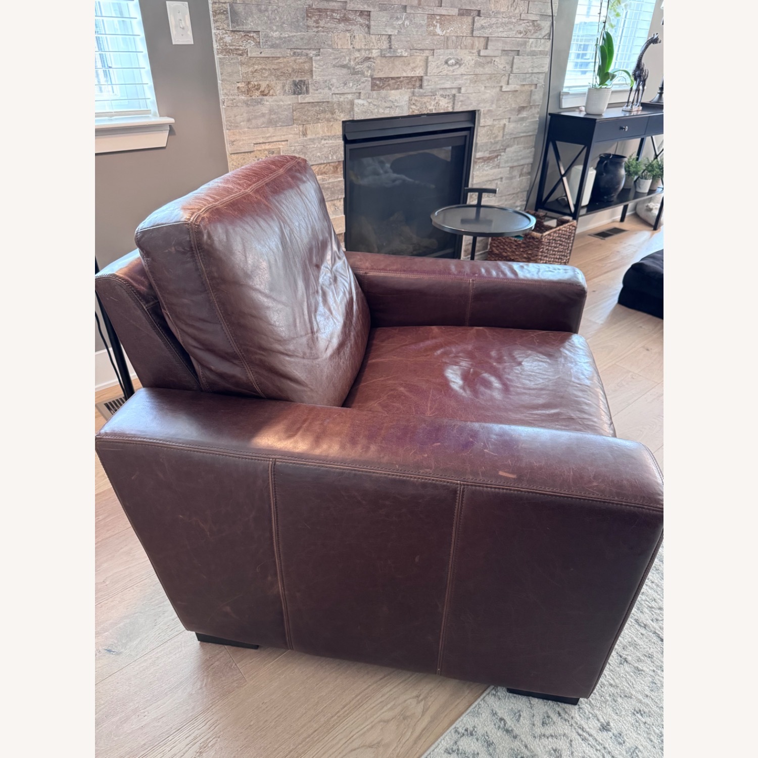 Restoration Hardware Dark Brown Leather Recliner - image-4