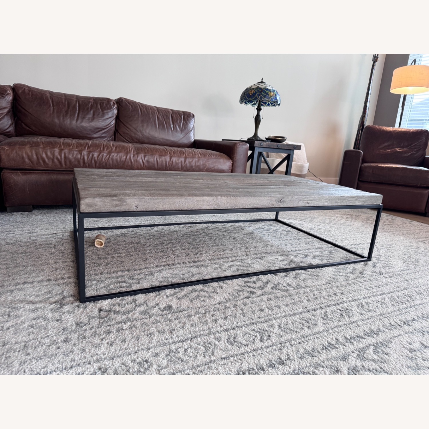 Restoration Hardware Light Gray Wood Coffee Table - image-1