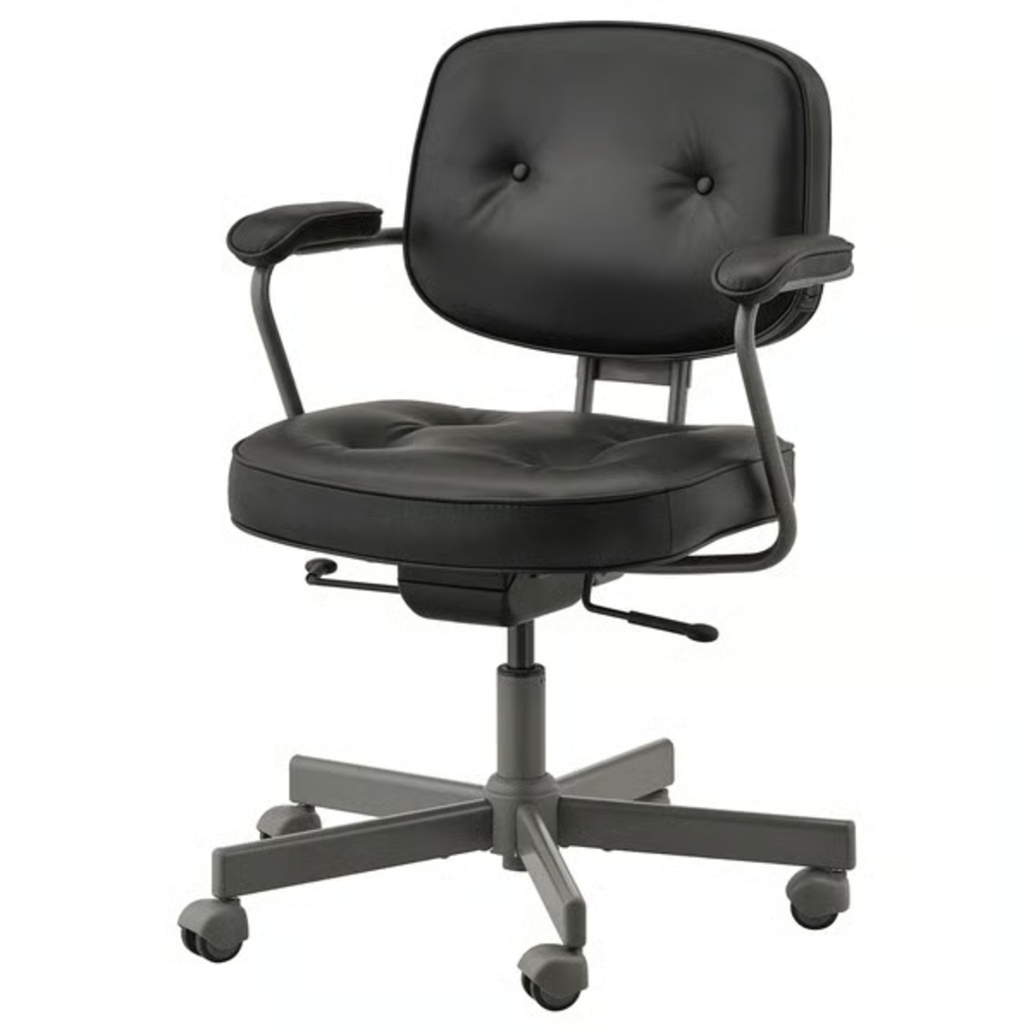 IKEA Alefjall Black Leather Office Chair - image-6