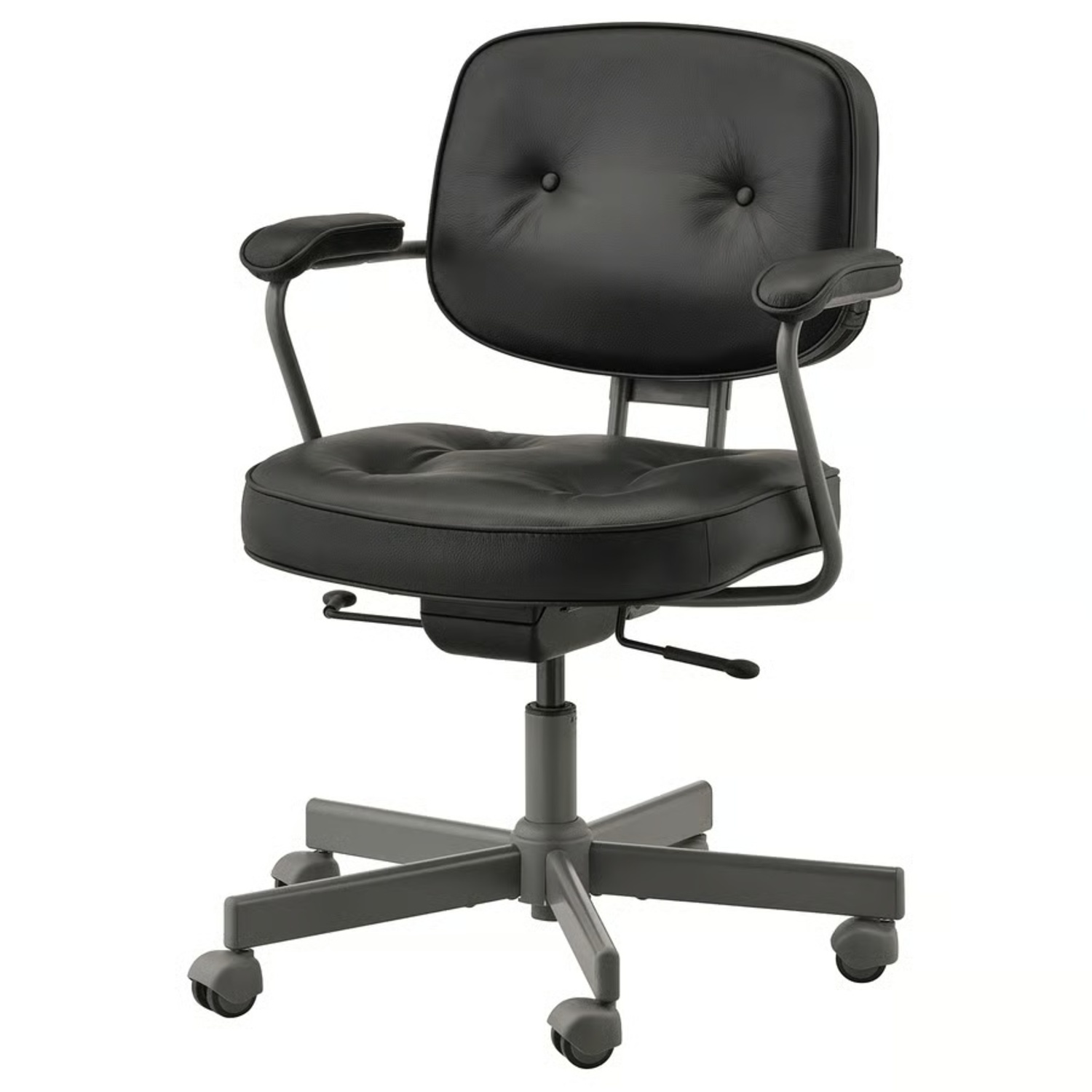 IKEA Alefjall Black Leather Office Chair - image-5