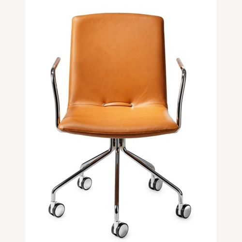 Used Scandi Light Brown Leather Conference Chairs for sale on AptDeco