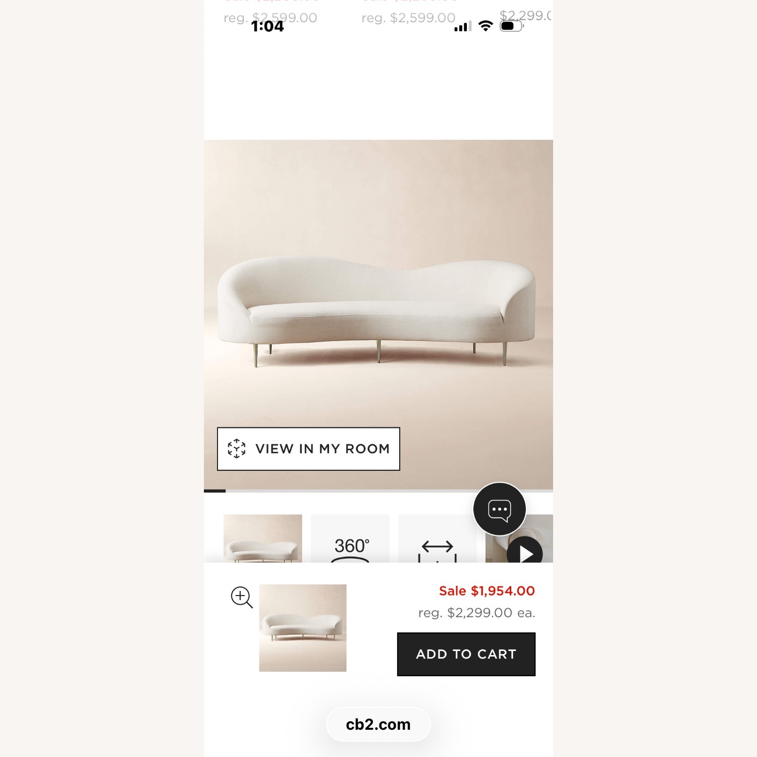 CB2 Curvo Couch by Goop - image-4