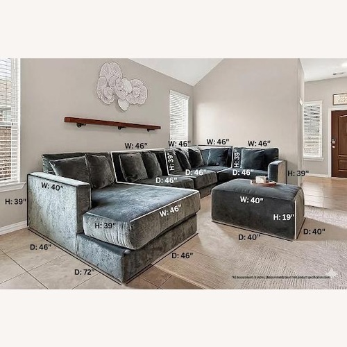 Used American Furniture Emerald Green sectional for sale on AptDeco