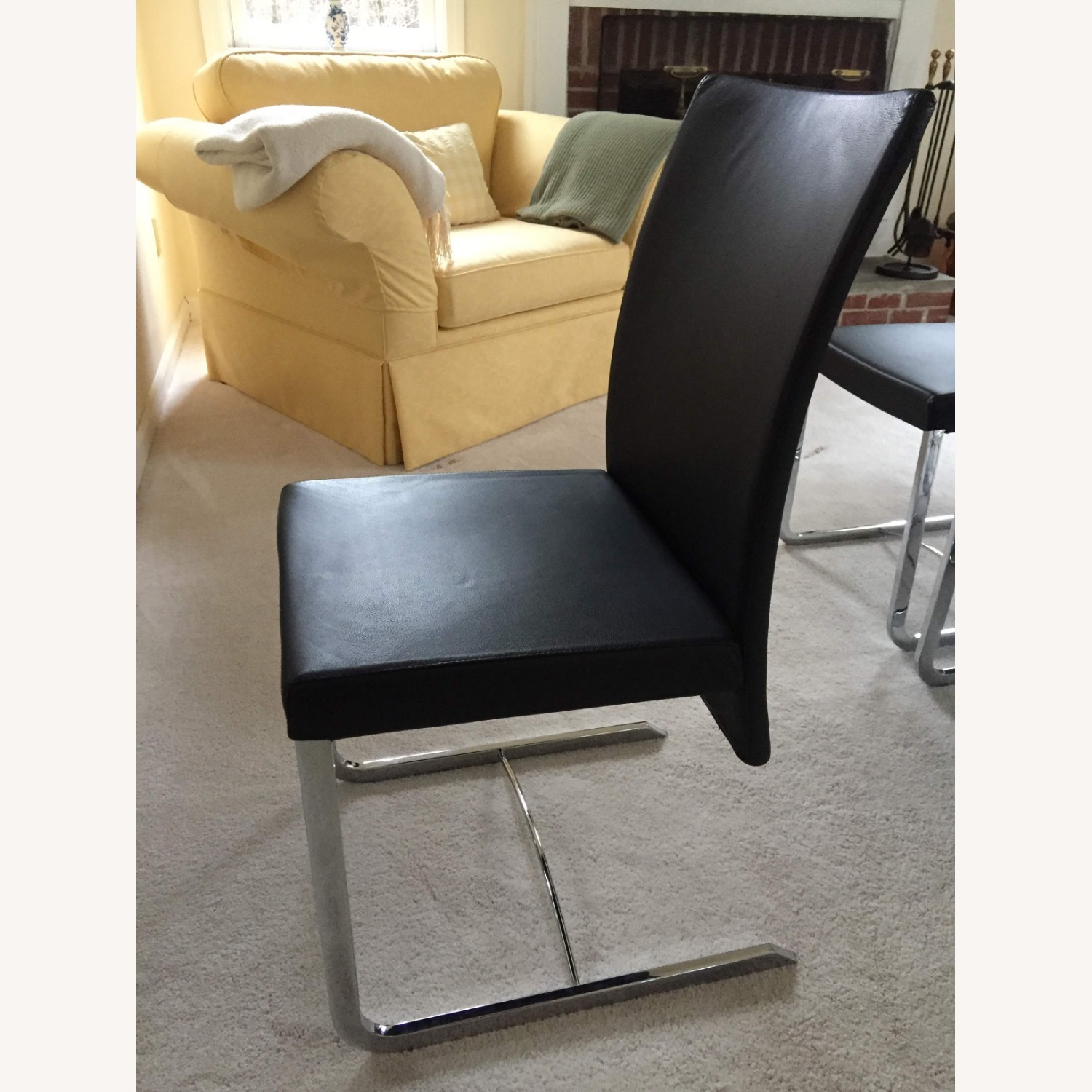 Roche Bobois Black Leather Dining Chairs - image-2