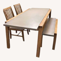 Dark Brown Wood Dining Set