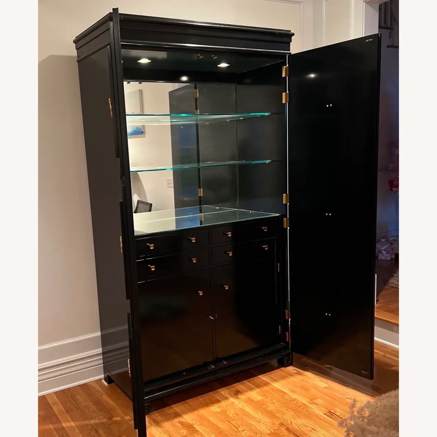 Hickory Chair Company Black Wood Armoire - image-8