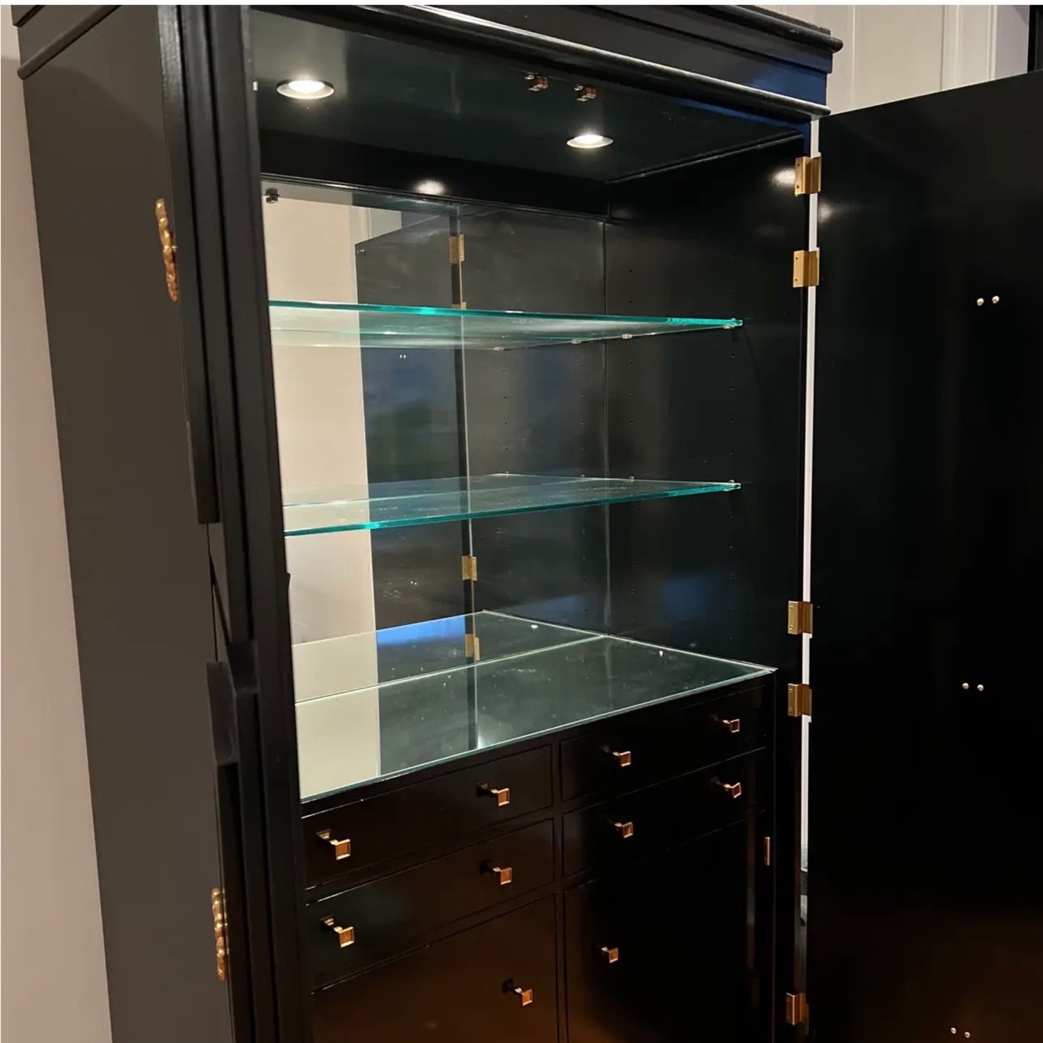 Hickory Chair Company Black Wood Armoire - image-9