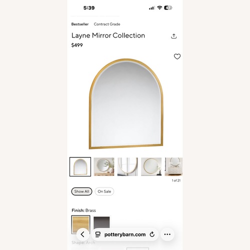 Used Pottery Barn Layne Metal Wall Mirror for sale on AptDeco