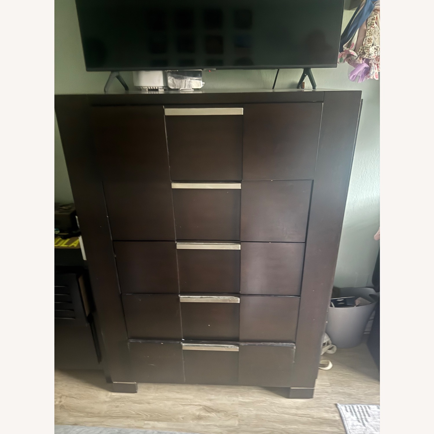 Bob's Discount Furniture Dark Brown Wood Dresser - image-1