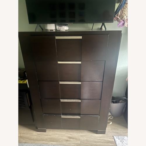 Used Bob's Discount Furniture Dark Brown Wood Dresser for sale on AptDeco