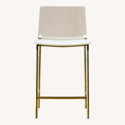 Used CB2 Chiaro Clear Acrylic Stool with Gold Legs for sale on AptDeco