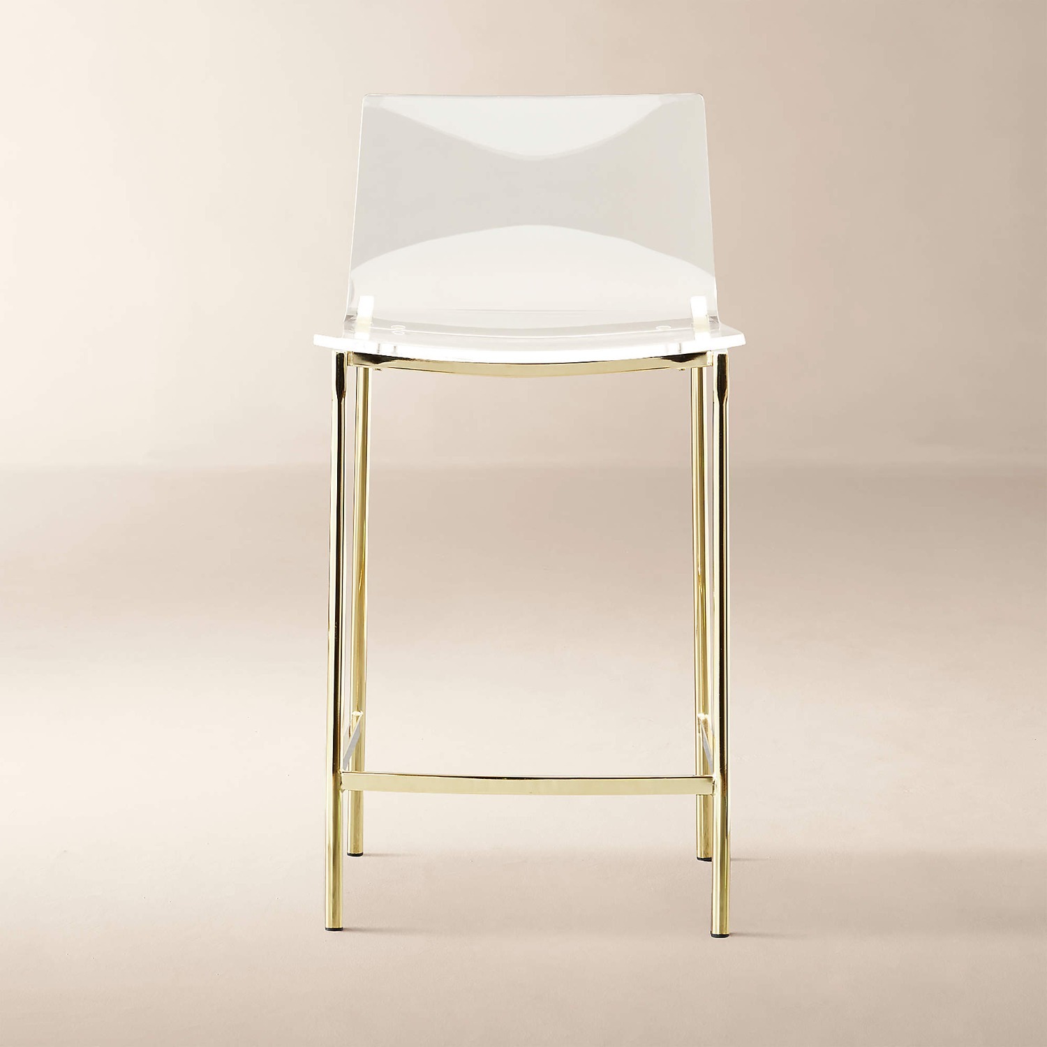 CB2 Chiaro Clear Acrylic Stool with Gold Legs - image-1