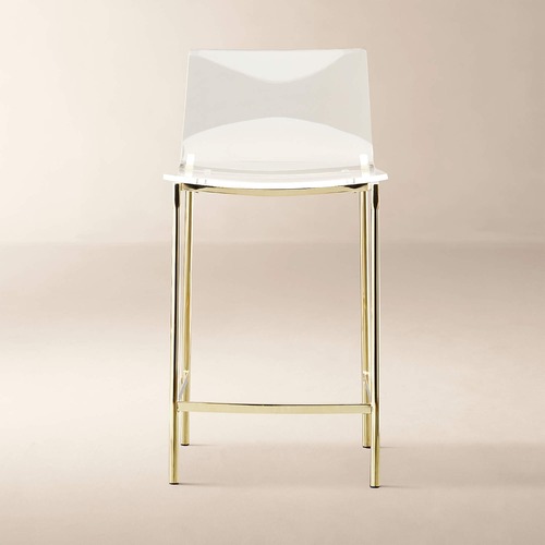 Used CB2 Chiaro Clear Acrylic Stool with Gold Legs for sale on AptDeco