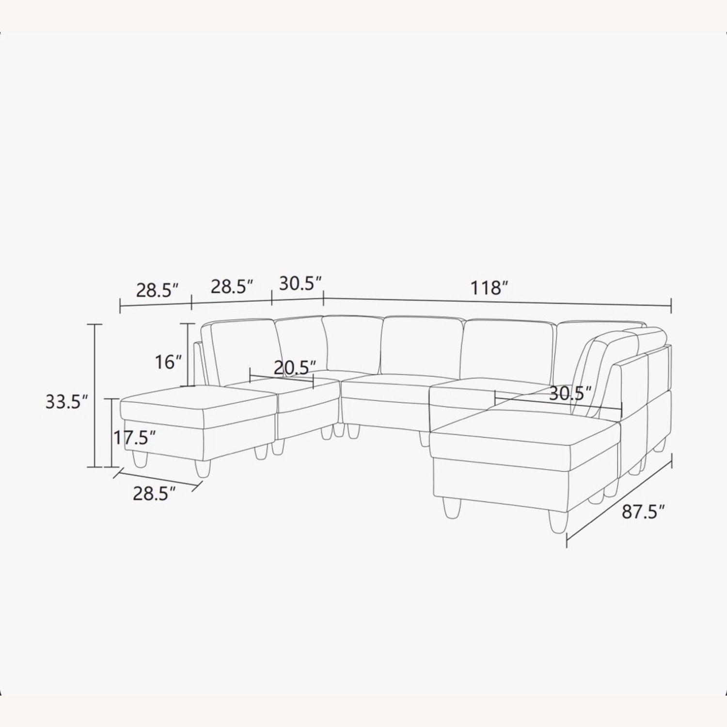 Wayfair Light Gray Fabric 3+ Piece Sectional - image-2