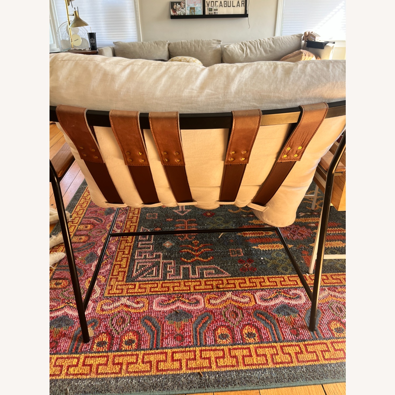 Vail Chiar White Metal Armchair Leather Back  - image-6