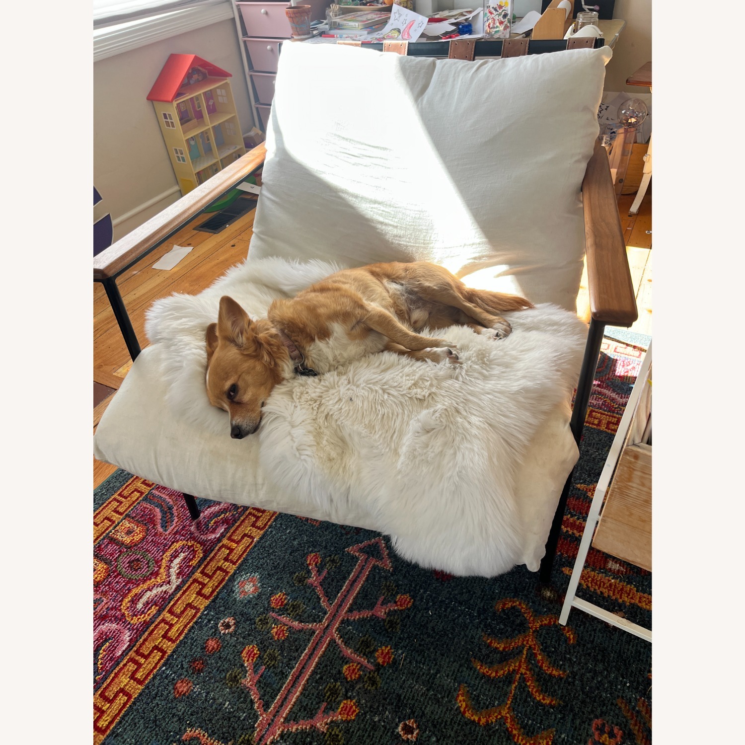 Vail Chiar White Metal Armchair Leather Back  - image-5